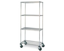 Metro 4-Shelf Chrome Plated Wire Shelf Stock Room Cart - N536EC