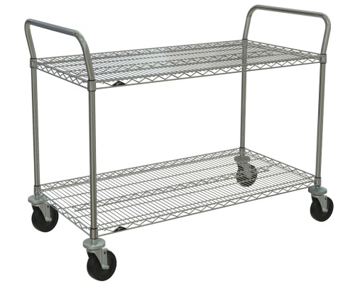 Cleanroom Carts On Wheels  Stainless Steel, 3 Wire Shelves
