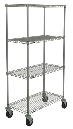 Wire Cart with casters, 4-shelf