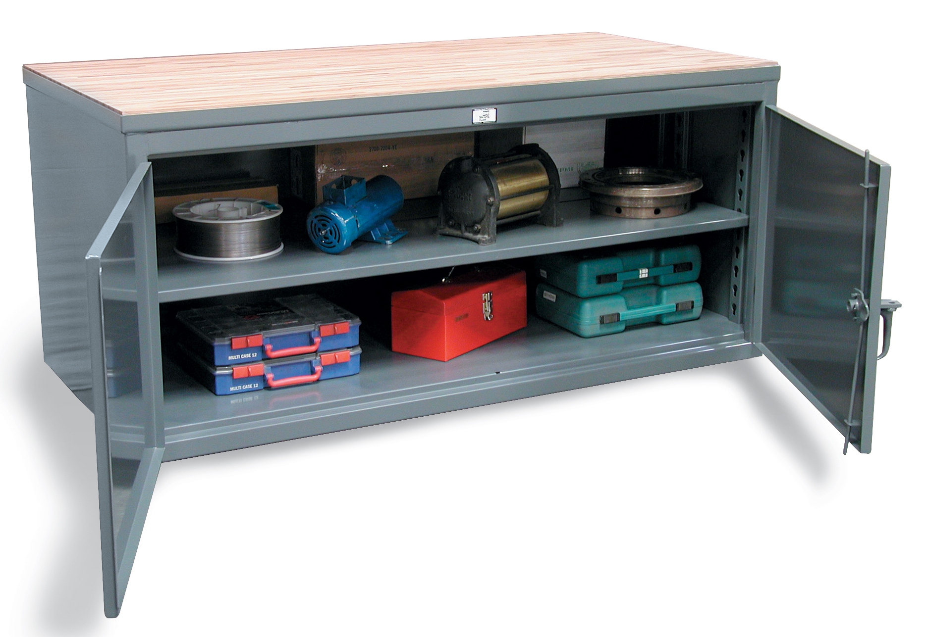 Strong Hold Cabinet Work Bench with Maple Top 