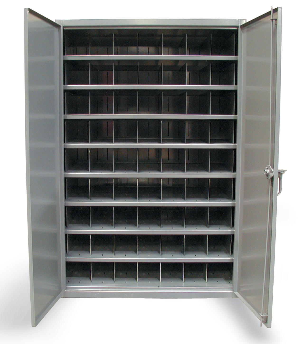 strong hold adjustable divider bin cabinet